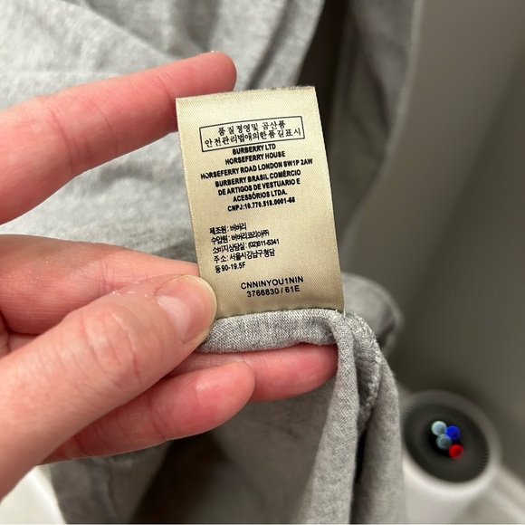 Burberry Gray Long Sleeve Shirt with Plaid Accents - Picture 5 of 6